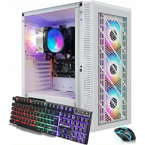 STGAubron RGB PC Computer Desktop, AMD Ryzen 7 5700G up to 4.6G, 16GB DDR4, 1TB SSD, WiFi 6 & BT 5.2, RGB Fan x4, RGB Keyboard & Mouse, Windows 11 Home