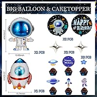 Vista 9 de Outer Space Theme Birthday Party Decorations - Galaxy Party Supplies : Happy Birthday Backdrop, Tablecloth, Rocket ，Astronaut Balloons and