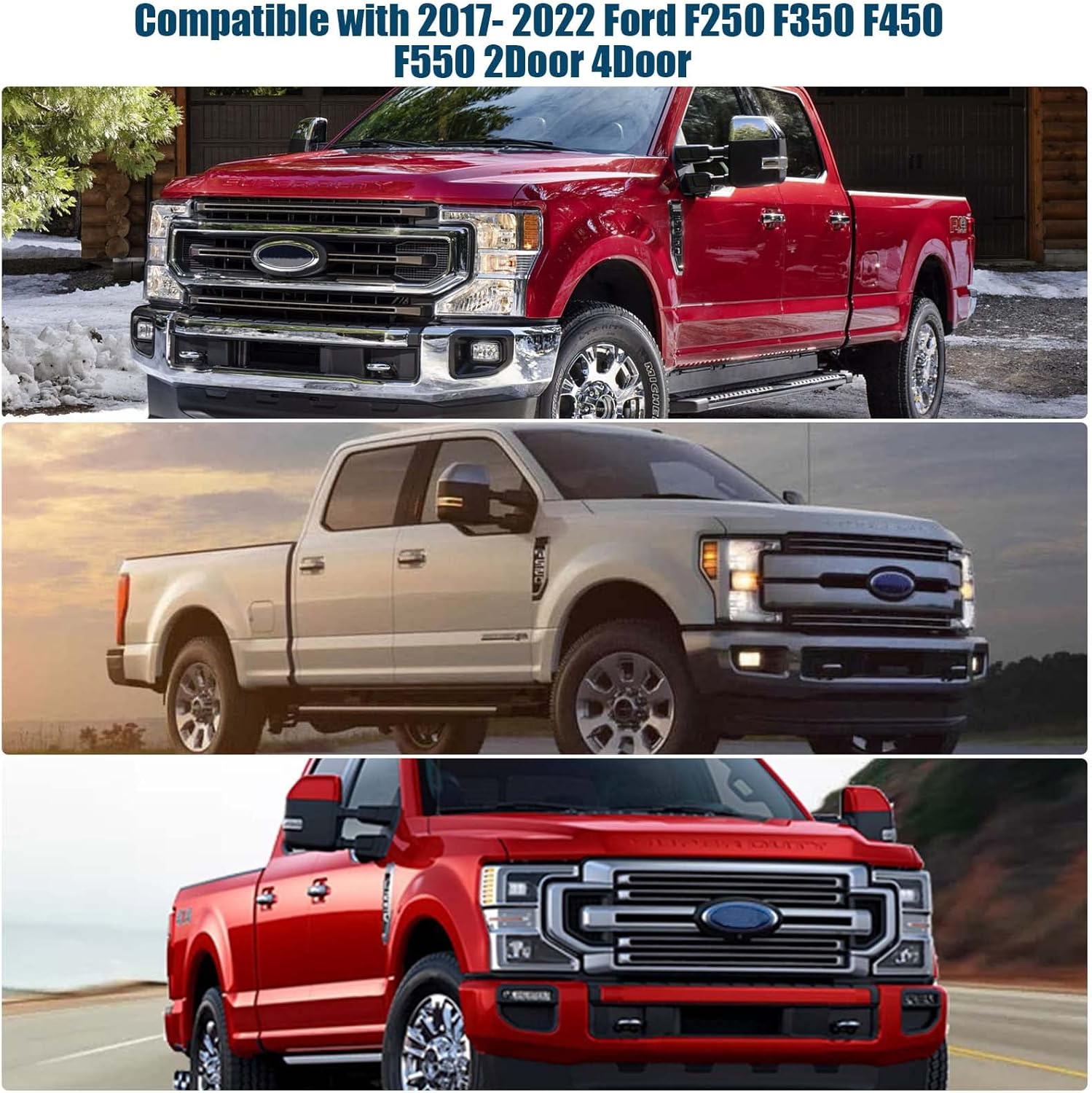 6 Layers Truck Windshield Sun Shade Compatible with Ford F250 F350 F450 F550 2Door 4Door 2017 2018 2019 2020 2021 2022 2024 - Upgraded Sun Protection Foldable
