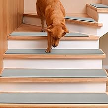 GOYLSER Stair Mats Stair Mats Non-Slip Stair Mats with Rubber Underlay Soft and Elastic Stair Rug Small for Children Pets Grey (76 x 20 cm, Pack of 7)