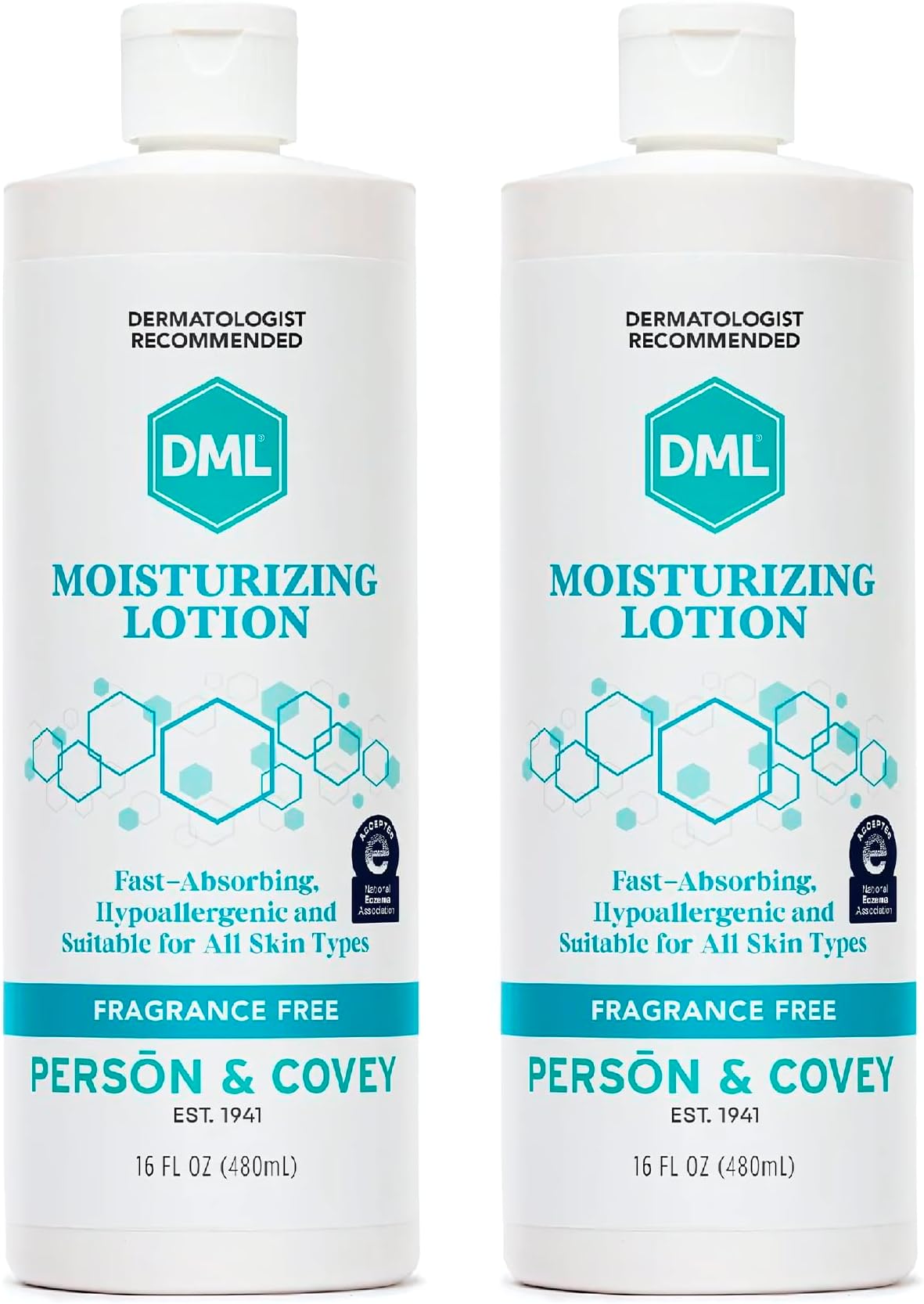 DML Moisturizing Lotion- Hydrating Hand and Body Moisturizer / Hypoallergenic Body Lotion for Dry and Cracked Skin / Gentle, Unscented Moisturizing Lotion Great for Men and Women / 16 oz (Pack of 2)