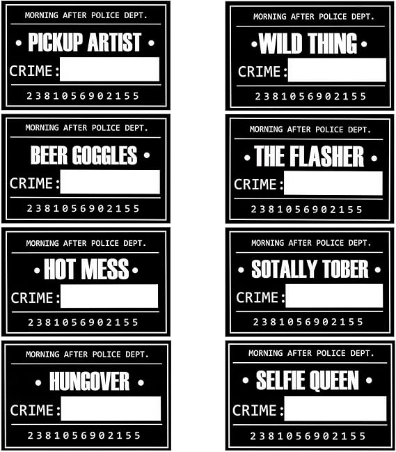 Blue Panda 25 Pack Bachelorette Mugshot Signs w/Height Chart - Bachelorette Backdrop for Wedding, Birthday, Jail Party Decorations, Halloween & Crime Scene - 5x4 Ft Mugshot Sign Pack