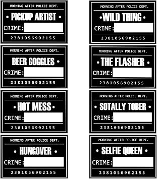 Blue Panda 25 Pack Bachelorette Mugshot Signs w/Height Chart - Bachelorette Backdrop for Wedding, Birthday, Jail Party Decorations, Halloween & Crime Scene - 5x4 Ft Mugshot Sign Pack