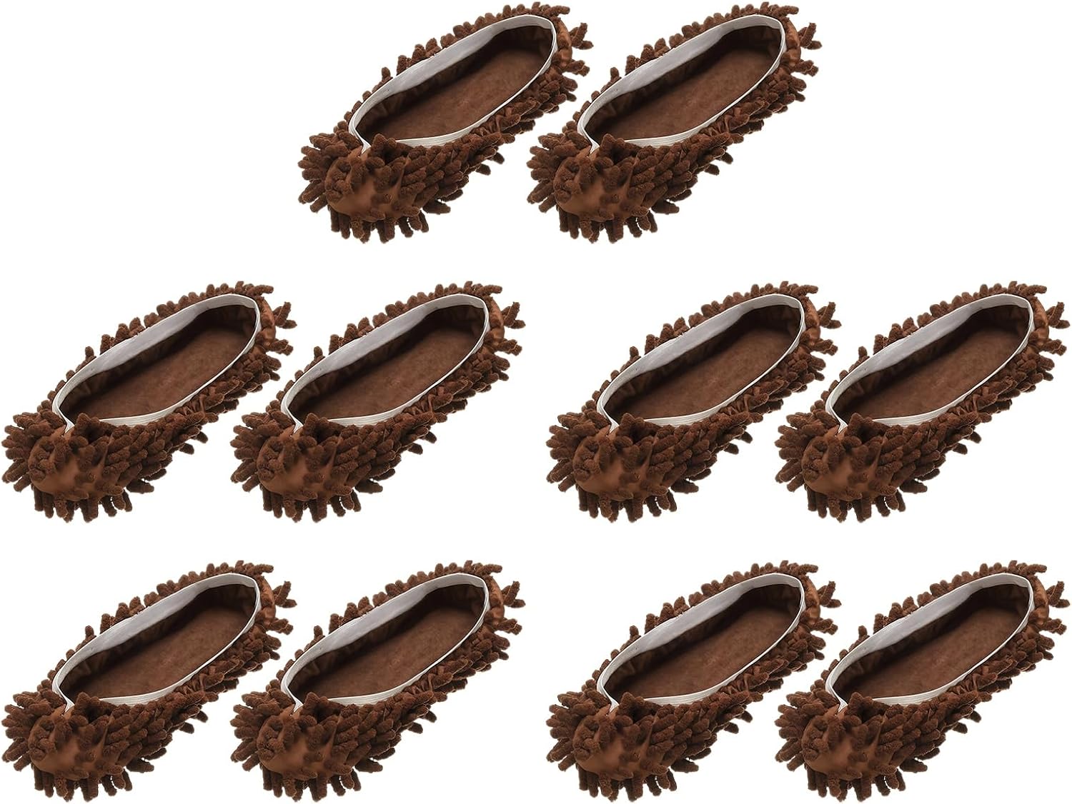 uxcell 10 Pcs Mop Slippers, Mop Socks Microfiber Shoe Covers Washable Mopping Slippers for Floor Cleaning Office Home Use Women Men, White Trim, Coffee