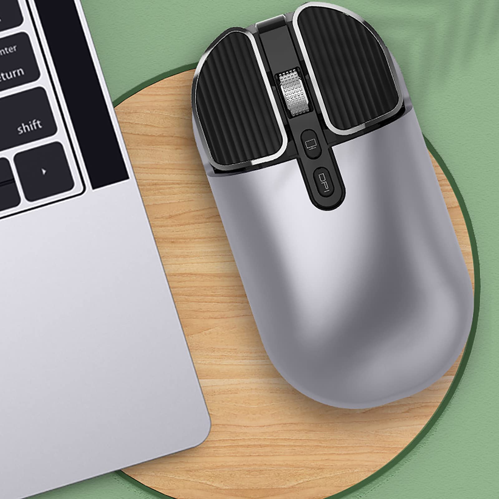 Bezprzewodowa mysz ładowana, ergonomiczna mysz bezprzewodowa Silent Click USB 2.4G, z trybem 2.4G i trybem Bluetooth 5.1, 6 przyciskami, 1600DPI 3 poziomy regulacji, do laptopa, PC