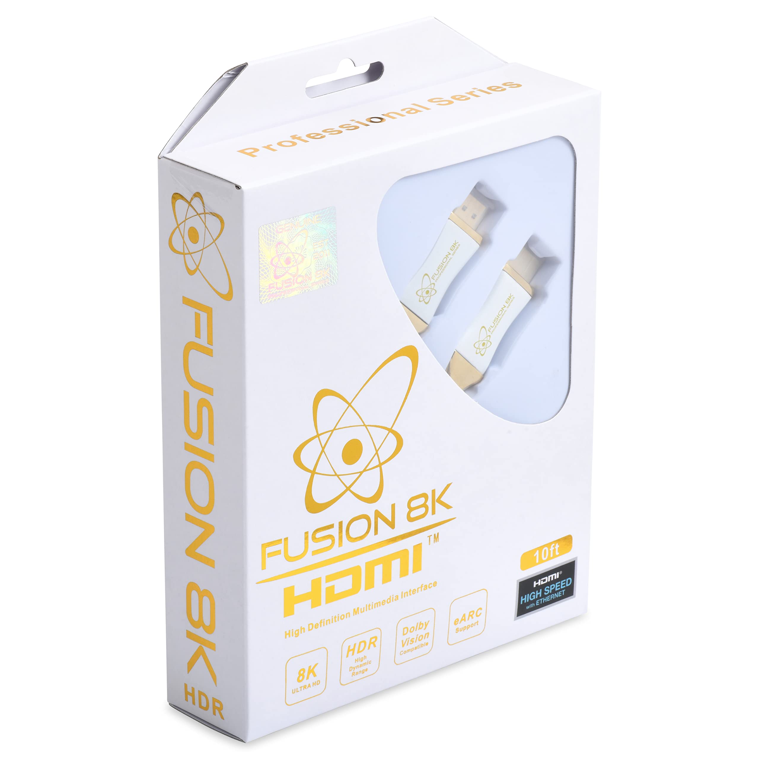 Fusion8K White HDR HDMI 2.1 Certified Cable Supports 10K 8K @60Hz and 4K @120Hz Compatible with Dolby Vision and All TVs, BluRay, Xbox Series X, PS5 (): 10 Feet