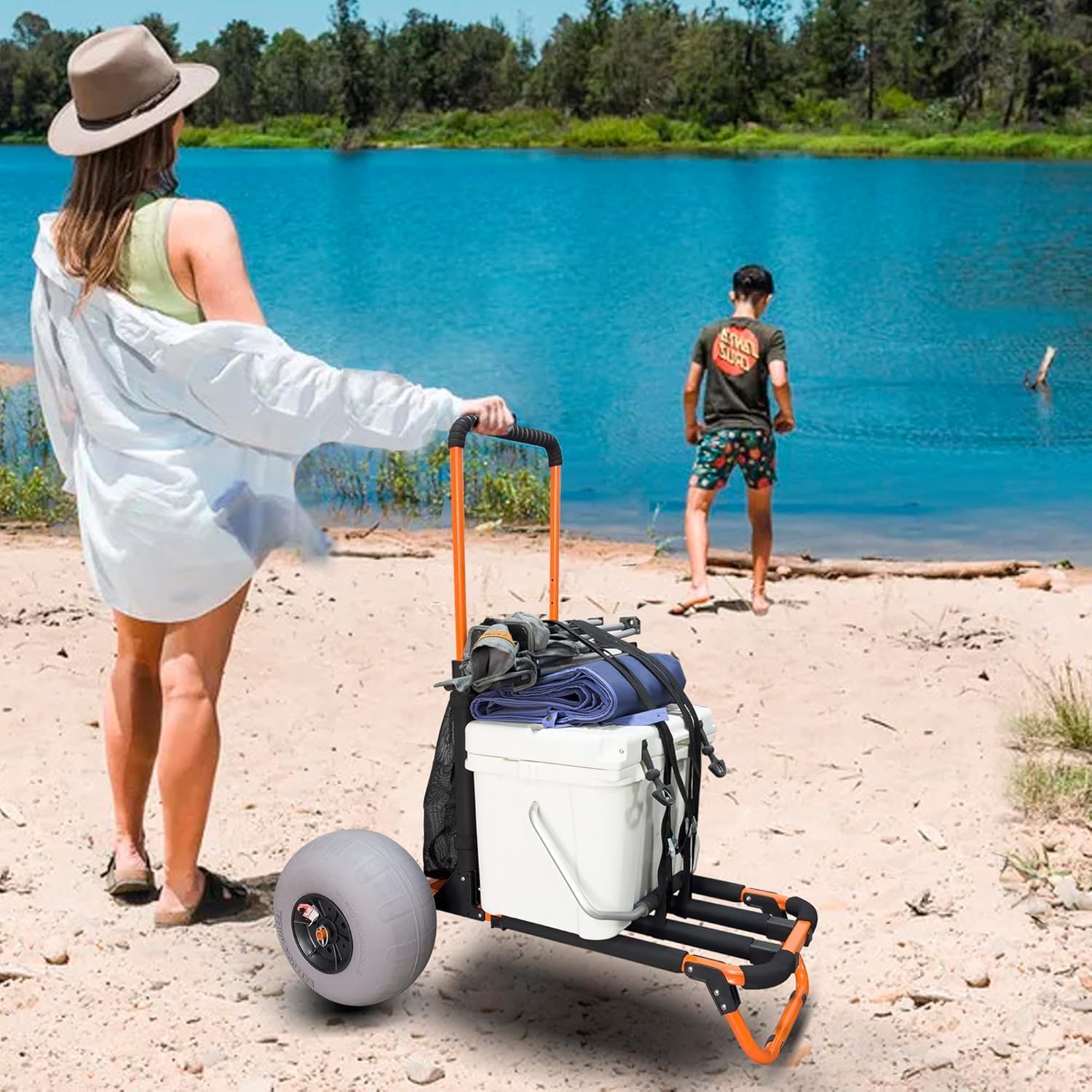 Beach Trolley Cart with 12inch Balloon Wheels for Sand All Terrain