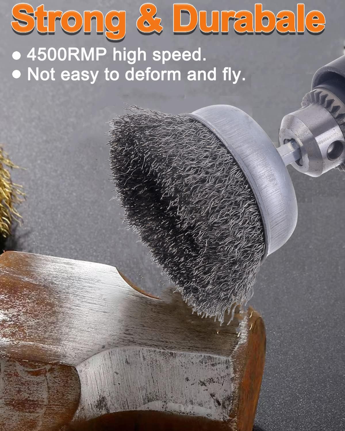 Rocaris 30 Pack Carbon Steel Wire Wheel Brush with 1/4-Inch Hex Shank, for Rust Removal, Corrosion and Scrub Surfaces, 3 Sizes