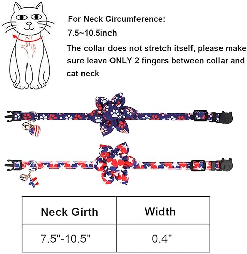Miniatura 6 de ADOGGYGO Breakaway Collar de gato con campanas, paquete de 2 collares de flores para niñas, gatos, gatitos, collar con flores extraíbles ajustables
