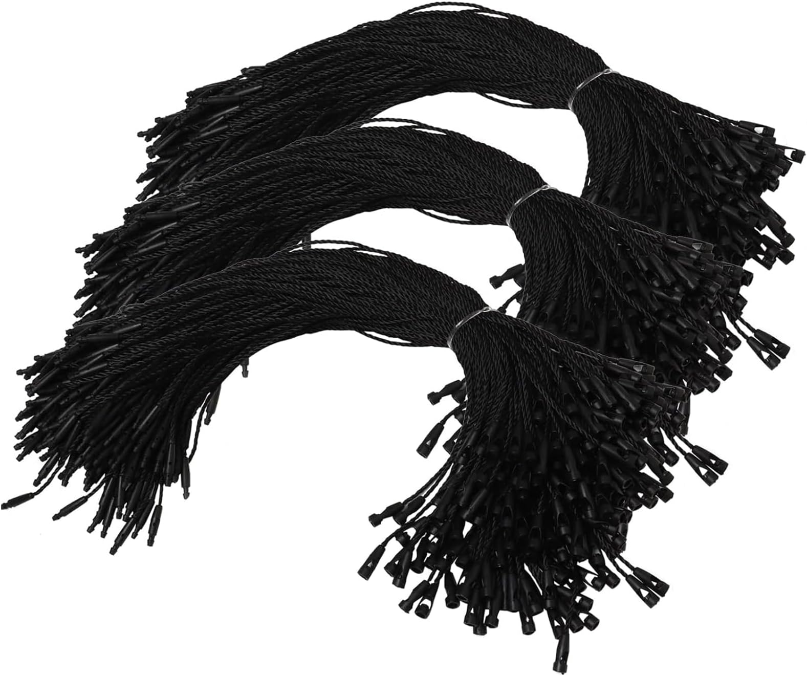 Ira Pollitt 1000 Pcs Hang Tag Nylon String,7.8 inch Black Hang Tag String Nylon Snap Lock Pin Loop Tag Fastener Hook Ties, Clothing Price Tag Rope,Shoes Snap Lock, Luggage Label