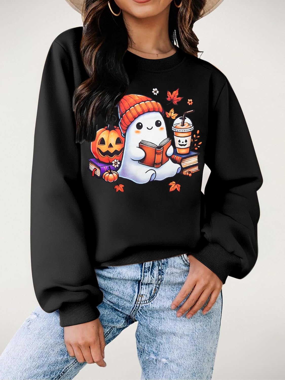 FASHGL Thanksgiving Sweatshirt Women Thankful Grateful And Blessed Sweatshirts Halloween Pumpkin Pullovers Long Sleeve - Image 4