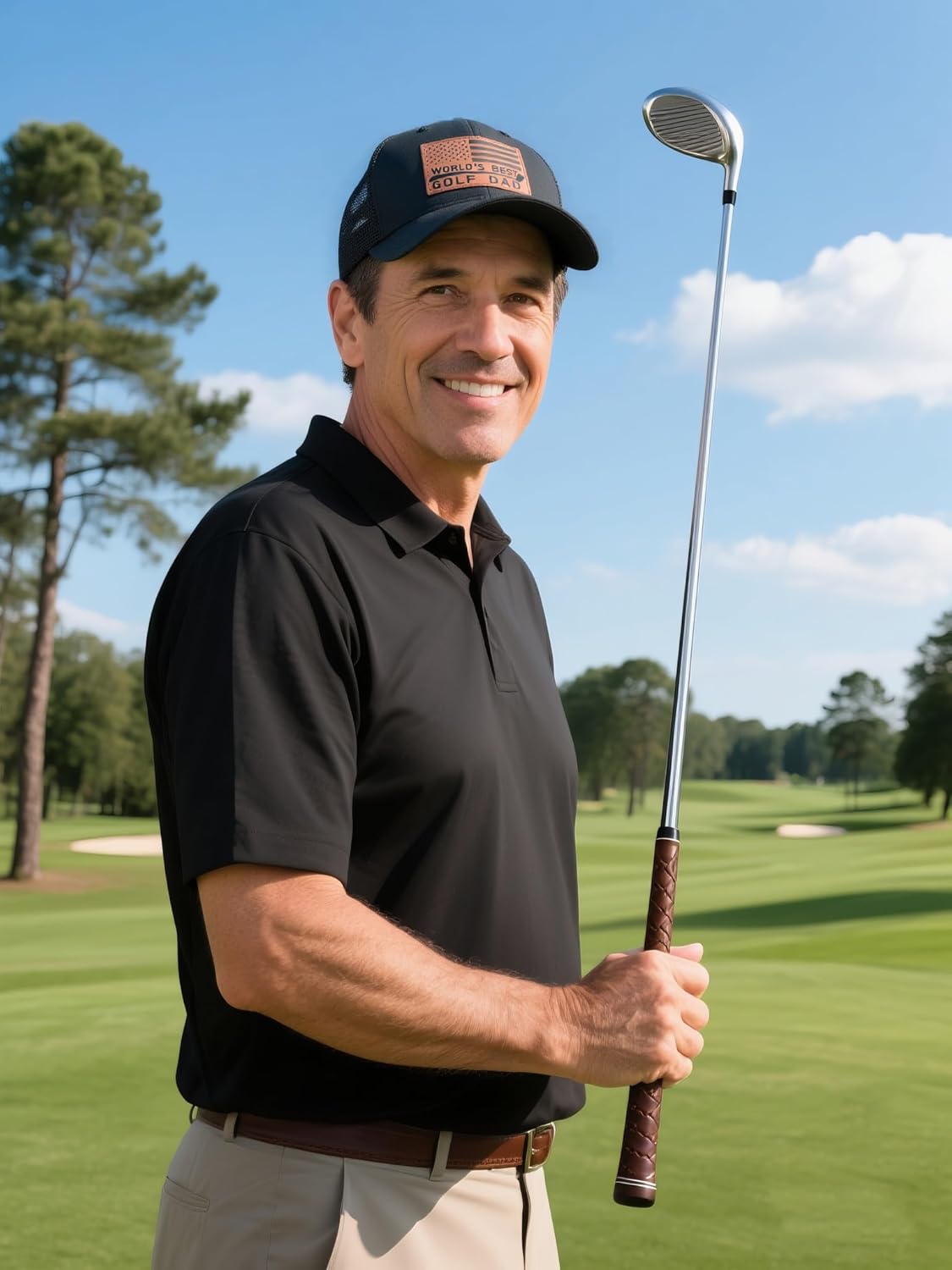 World's Best Golf Dad Hat, from Daughter, Son, Breathable Cotton Mesh Baseball Hat, Adjustable Fit for Golfers, Dad Gift Ideas Black - Image 5