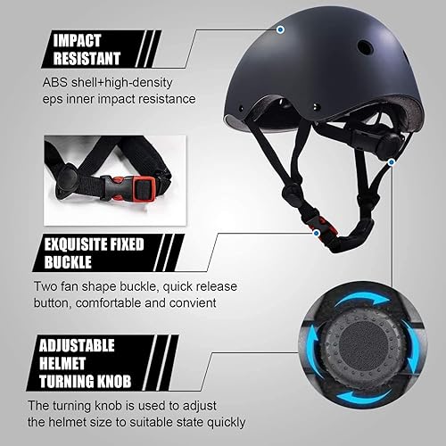 Miniatura 5 de Adjustable Helmet for Ages 5-16 Kids Toddler Boys Girls Youth,Protective Gear with Elbow Knee Wrist Pads for Multi-Sports Skateboarding Bike Riding