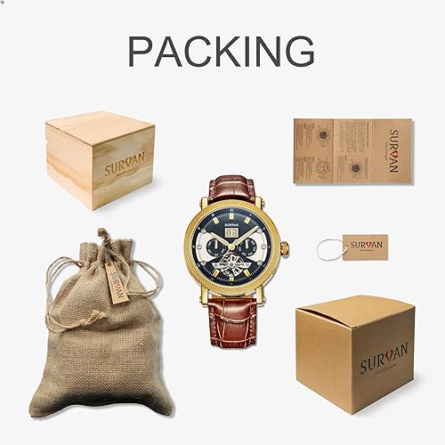 Miniatura 6 de Relojes automáticos para hombres, relojes de esqueleto de cristal de zafiro para hombres, reloj mecánico de cuerda automática, correa de cuero