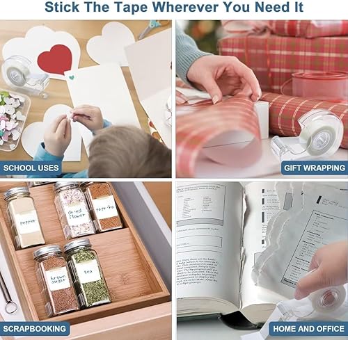Miniatura 4 de OOTDAY Juego de dispensador de cinta, Dispensador de cinta transparente, Cinta para dispensador de cinta, Cinta de embalaje con mini dispensador de