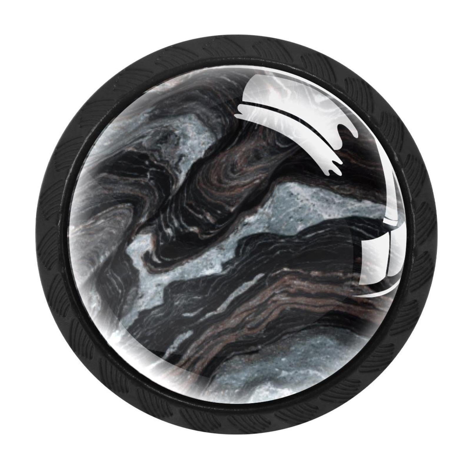 CHENZZZZ 4 Pieces Kitchen Cabinet Drawer Dresser Door Knobs Pulls Handles, Black Marble