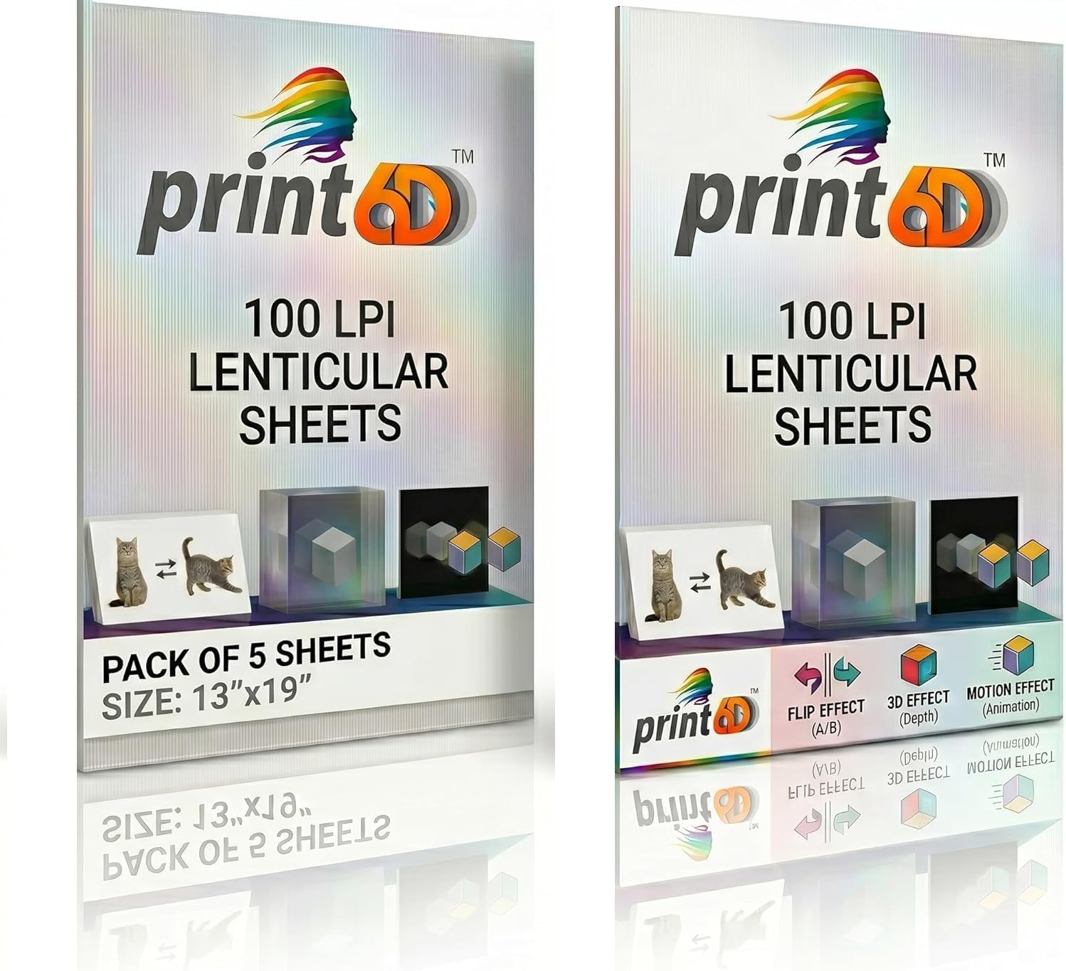 Lenticular Sheet 75 lpi 19x13 inch with adhesive backing for 3D/Morph/Zoom/Animation/Flip-Image Printing, Magic Tricks, Optical Illusion, Invisibility (Pack of 5 sheets) (75 lpi 5 Sheets)