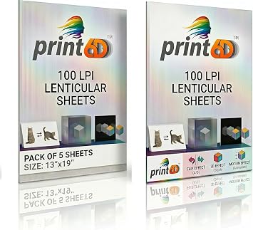 Lenticular Sheet 100 lpi 19x13 inch with adhesive backing for 3D/Morph/Zoom/Animation/Flip-Image Printing, Magic Tricks, Optical Illusion, Invisibility Pack of 5 sheets