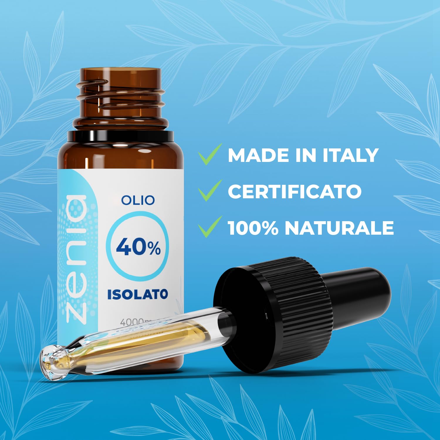 Zenia Olio 40% Isolato - Ideale per Rilassarsi, Anti-stress, Calmare l'ansia e per Gestire il sonno (30 ML)