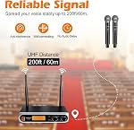 Wireless Microphone, Professional Cordless Dynamic Wireless Mic Set, Handheld Microphone System,200ft Range, Easy-to-use for Singing,Karaoke, DJ, Church,Wedding (KA-328)