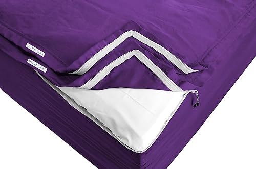 Miniatura 4 de Sábana bajera ajustable con cremallera, incluye 2 sábanas con cremallera y 1 base de sábana bajera, bolsillos profundos de 16 pulgadas (60 x 80),