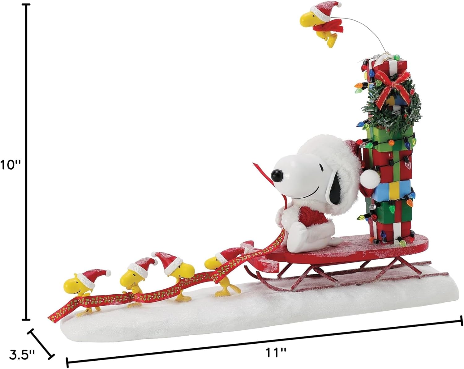 Department 56 Possible Dreams Peanuts Santa Snoopy and Sleigh Group Effort Figurine, 11 Inch, Multicolor