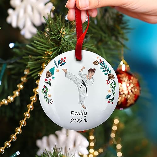 Miniatura 3 de Adorno personalizado para árbol de Navidad, diseño de karate, morena, adorno de judo