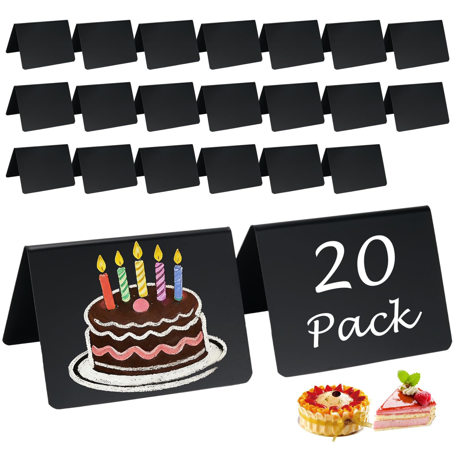 Decorniqu Mini Chalkboard Signs 20PCS Small Food Labels for Buffet Reusable Mini Chalk Boards for Food Price Tags Weddings Party Menu Display Restaurant Events Decor(10 x 7.5cm)