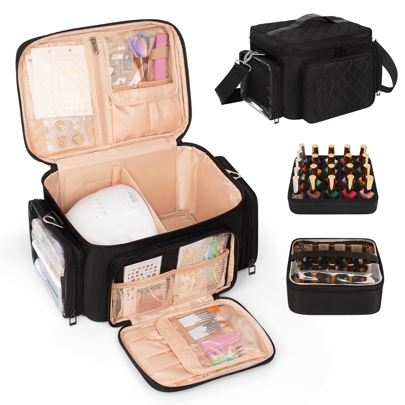 Bagmoly Nail Polish Organizer Case, 42-Slot Portable Storage Bag