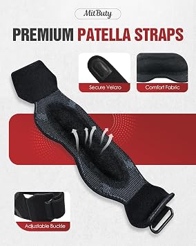 Patella Tendon Knee Strap with Silicone Pad (2 Pack) Adjustable Patella Knee Support Brace for Men, Women & Youth, Knee Protector Band & Relief Strap for Running, Sports & Daily Activities