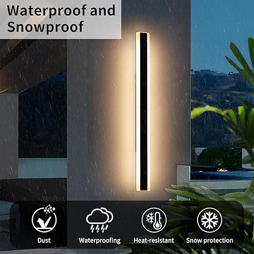 Vista 28 de Apliques de pared para exteriores de 47 pulgadas, regulables de 3000 K-6000 K, luces de pared larga para exteriores, IP65 impermeable, moderna