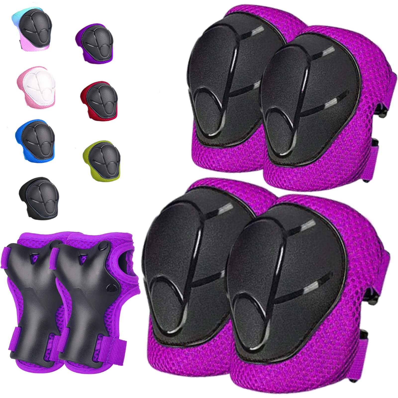 HocIece Kids/Youth Knee Pads Elbow Pads for 3-14Years Boys Girls 6 in 1 Kids Protective Gear Set Adjustable for Skating Cycling Bike Rollerblading