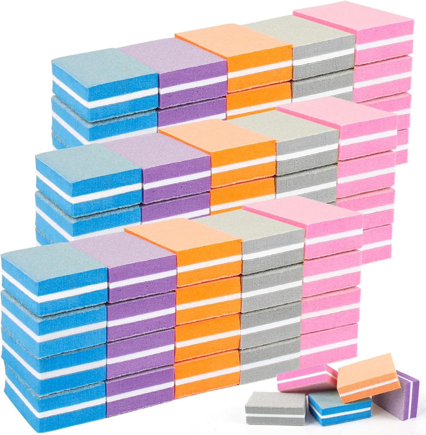 100 PCS Mini Nail Buffer Block, Colorful Nail Art Buffing Sanding Blocks 100/180 Grit Double-Sided Nail Art Buffer Block for Nail Salon Manicure