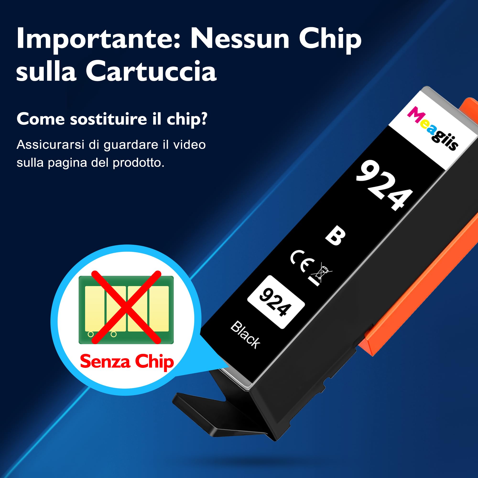 924 (Nessun chip) Cartucce d'inchiostro Compatibili per Cartucce HP 924 per HP OfficeJet Pro 8120 8122e 8123e 8124e 8125e 8130e 8132e 8134e 8135e 8138e 8139e (5 Pacchetti)