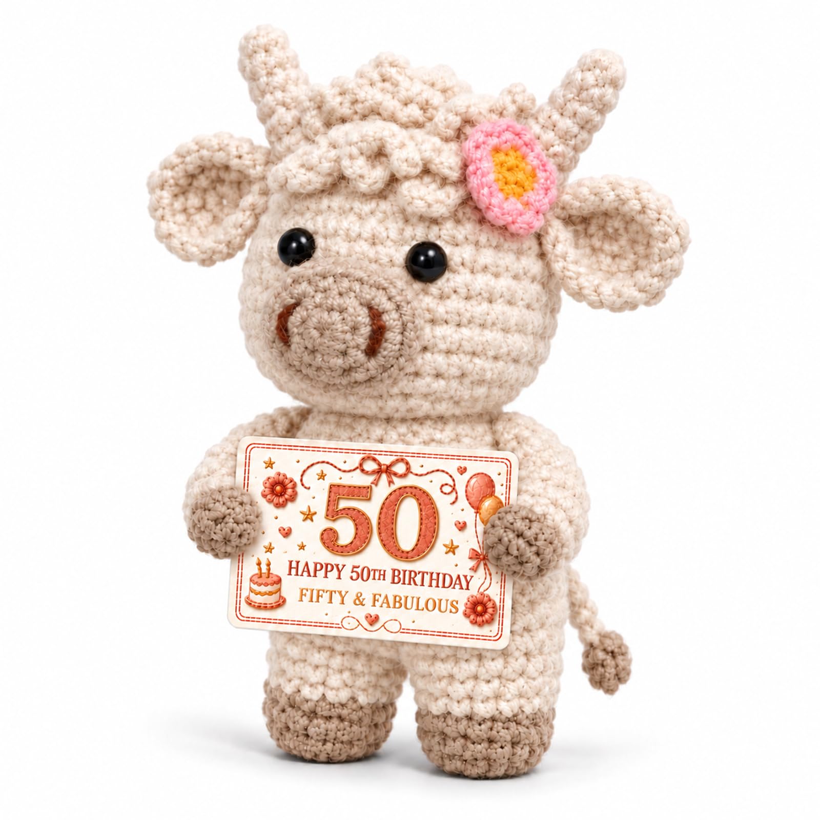 50th Birthday Gifts for Women, Highland Cow Ornament with Birthday Plaque