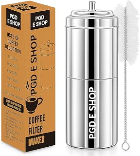 Traditional Stainless Steel South Indian Filter Coffee Maker, 100ml Small, Size 0 with Dabra Set | Madras Kaapi Drip Decoc... Price In India