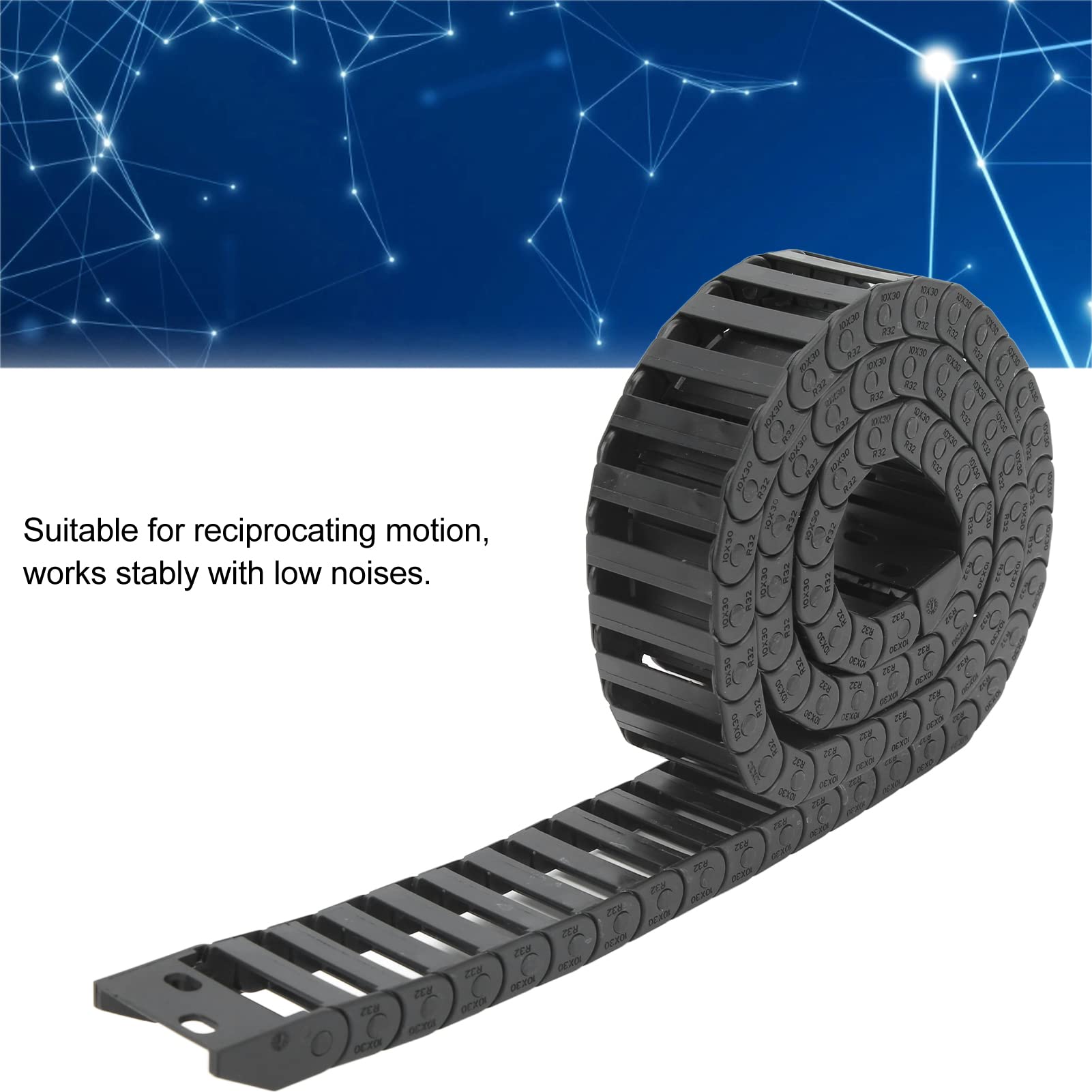 Catena Portacavi In Plastica Nera 1 Metro – 10x15mm Interno – R18