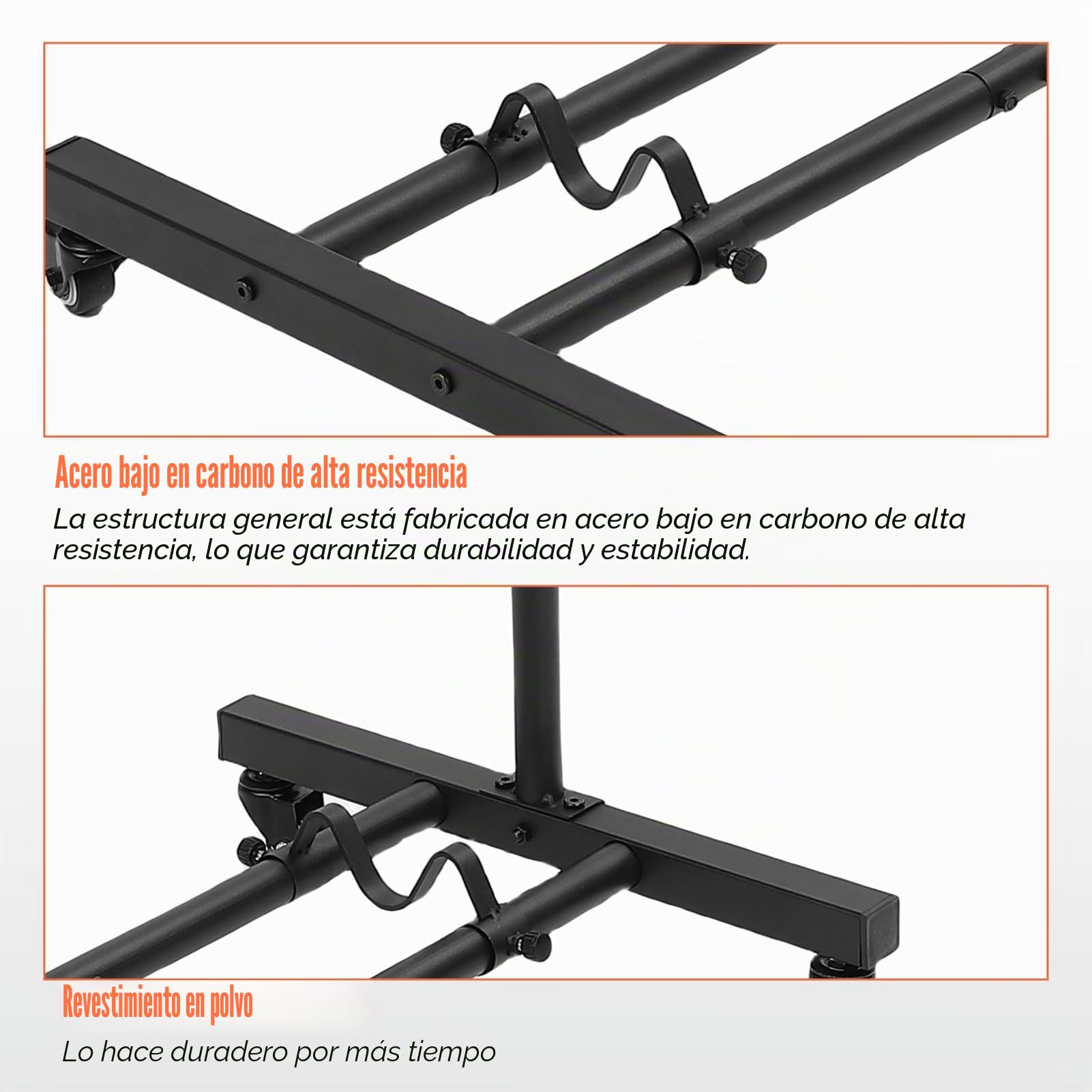 Soporte de bicicleta portátil con rueda de hierro, soporte ajustable para varios tamaños de bicicleta, acero de alta resistencia, bajo contenido de carbono, GK001