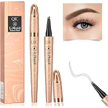 3D Waterproof Long-Lasting Eyebrow Pen, Natural Makeup Fine Stroke Eyebrow Pencil, Microblading 4 Fork Tip Tattoo Contouring Pencil for Natural-Looking Brows Makeup 02#Dark Brown