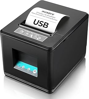 MUNBYN [USB Printer 80MM Thermal Receipt POS Printer, USB Wired Printer with Auto Cutter and Cash Drawer Port for Retail Business, Support Windows, Linux, Mac, Chrome, Black