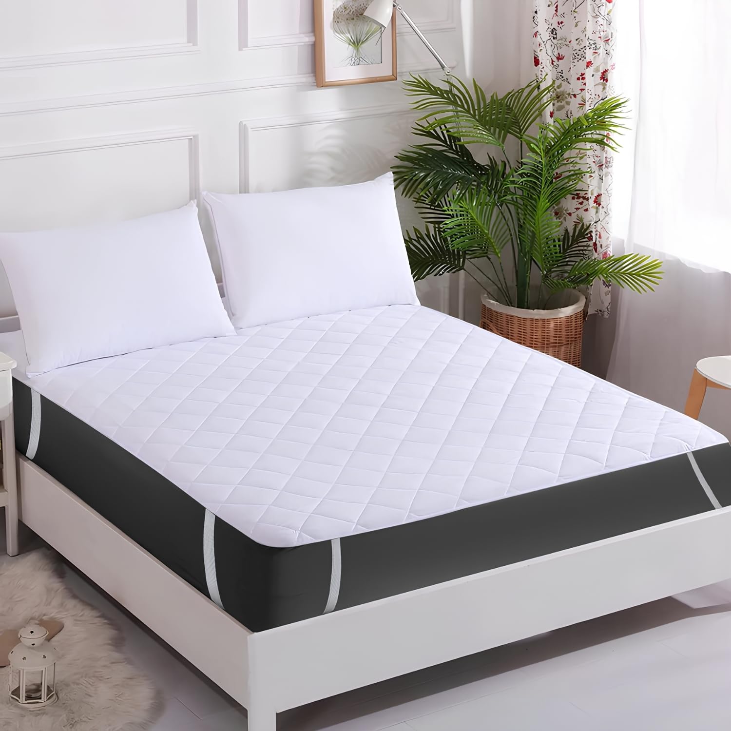 Haus & Kinder Quilted Waterproof Mattress Protector – White, Polyester Cotton, Mattress Cover & Bed Cover for Single Bed(40 x 7 x 40)-image-16