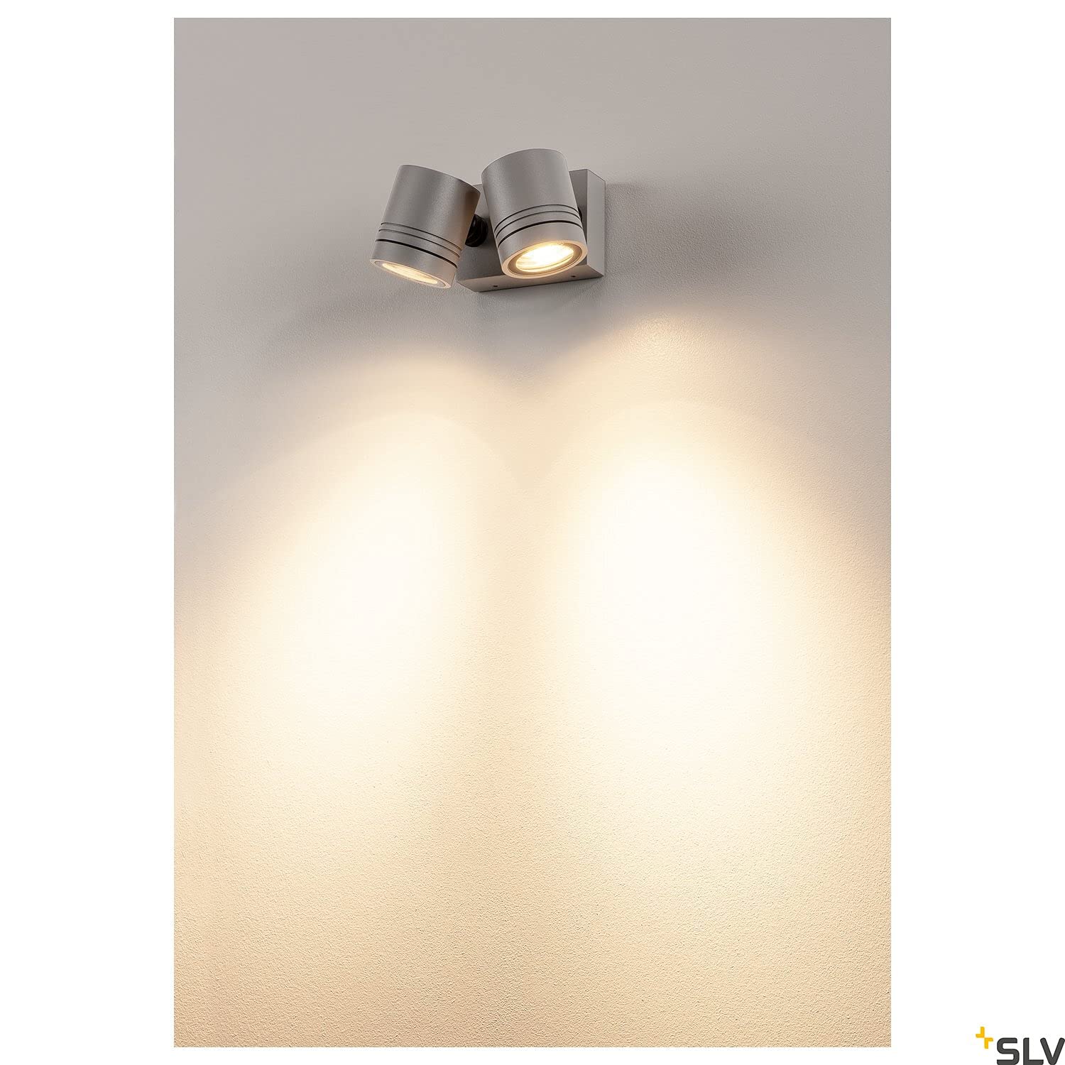 SLV luminaria de superficie de pared y techo MYRA WALL/iluminación para paredes, caminos, entradas, foco led de exterior, luminaria de superficie de exterior, lámpara de jardín / GU10 IP55 50 W gris