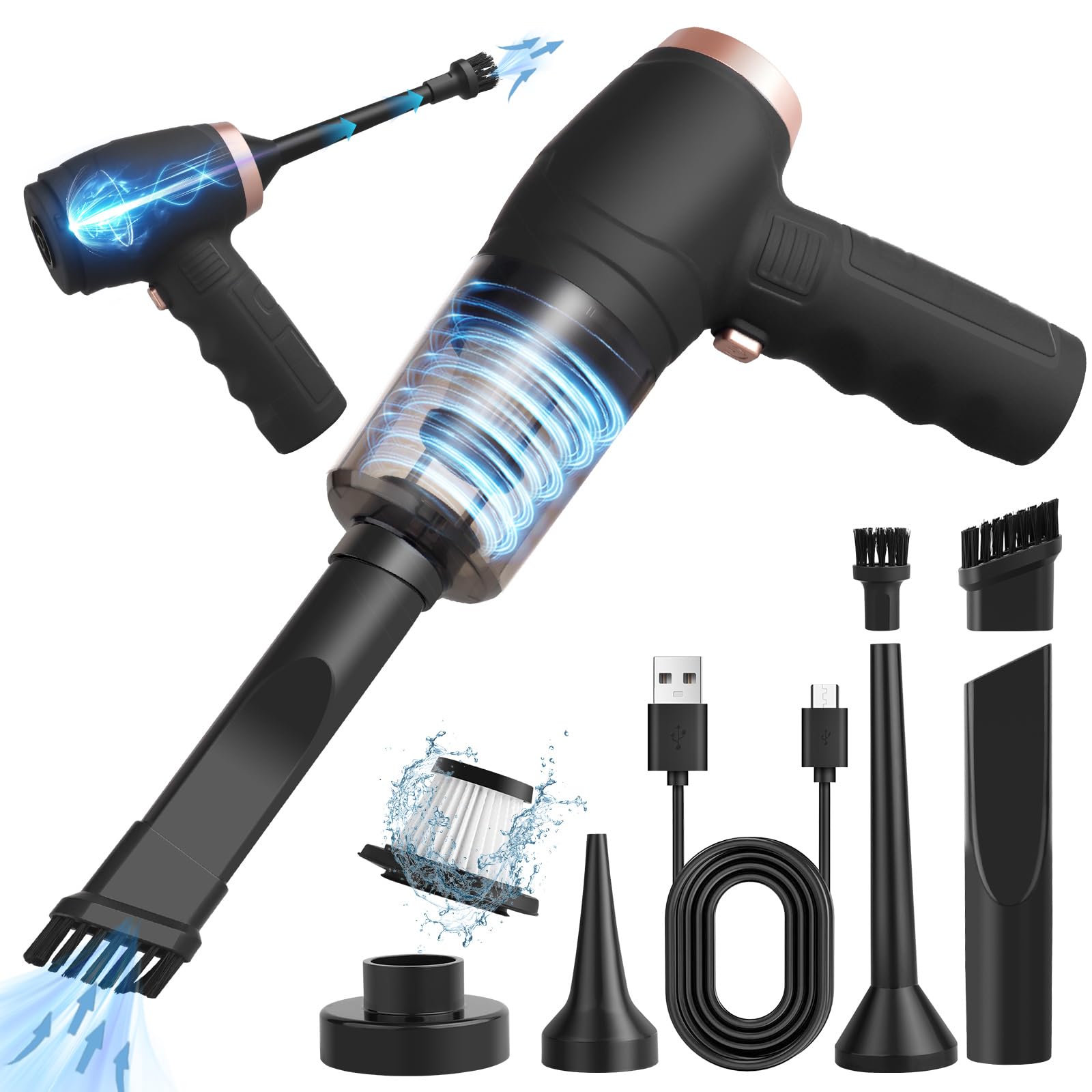 Amazon.co.jp: ハンディクリーナー 【2025新登場】 車用掃除機 コードレス 多機能 携帯便利 強力吸引力 小型クリーナー 超 軽量0.5kg車用 掃除機 コードレス 車載ミニポータブルコードレス掃除機 長時間稼働 USB-C 充電式 キーボード掃除/業務用/家具掃除/家庭用/ 車内清掃 ...