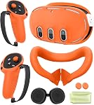 Silicone Cover Set Compatible with Meta Oculus/Quest 3, VR Accessories Protective Cover Includes Controller Grips, Front Shell Headset Cover and Face Cover, Not Fit Quest 3S