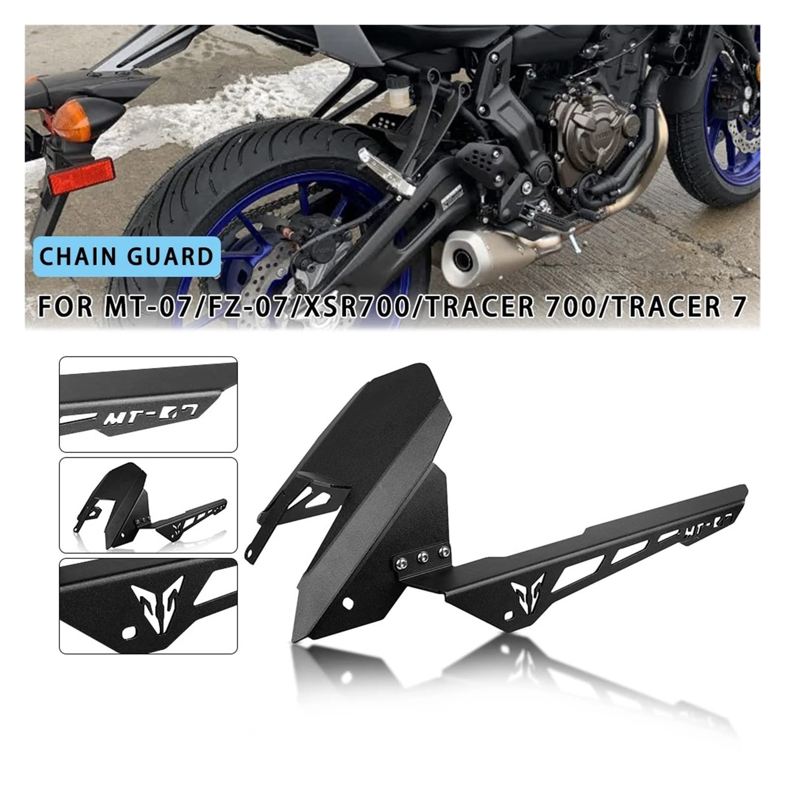 Motorradzubehör Hinterradantrieb Kettenschutz Abdeckung Schutz Kompatibel Mit MT-07 FZ-07 2013-2023 XSR700 Tracer700 Tracer 7