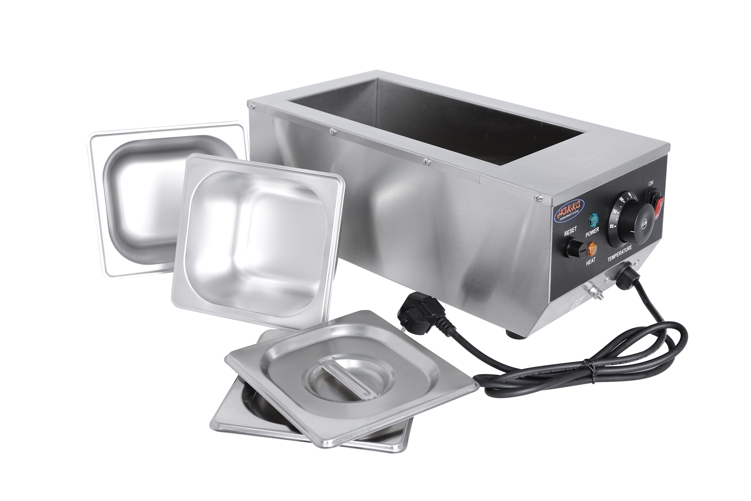 Hakka Tempéreuse à Chocolat, 1060W Fondoir à Chocolat Commercial avec Température Réglable 30~85℃, 2x1/6 GN Pans, Machine à Fondre et Chauffer le Chocolat Économe en Énergie pour Boulangerie/Café/Rest