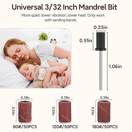 Miniatura 3 de 150 bandas de lijado profesionales para taladro de uñas, brocas de lijado para manicura y pedicura, 80 bandas de lijado de uñas gruesas, 120