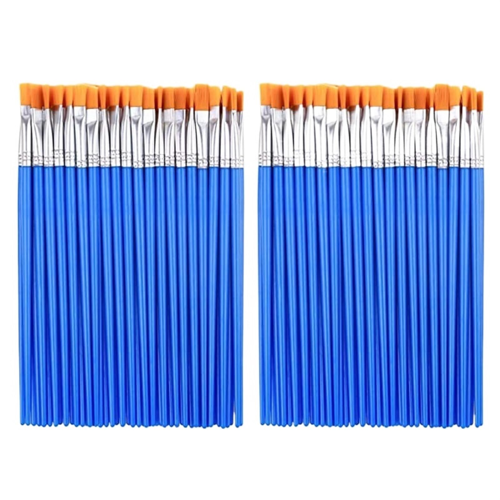 Pinceles para Pintura Juego de 100 Pinceles for Pintar acrílicos con Planos y Puntiagudos for Manualidades, Acuarelas óleos(Flat 100pcs)