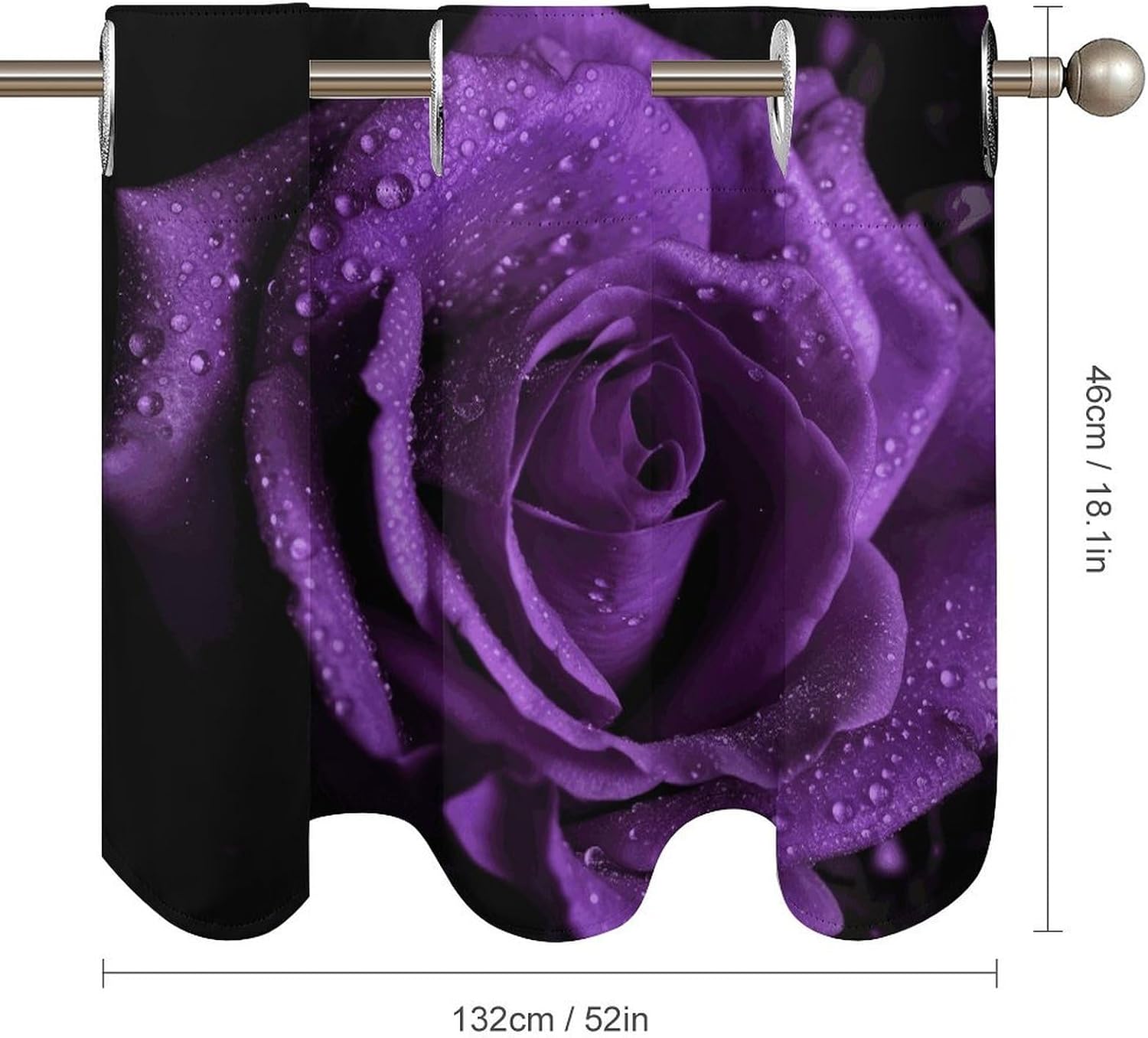 Purple Rose 2 Pack Valance Curtains Window Treatments. Adjustable Curtain with Rod Pocket.Cafe Curtains is Half Curtains for Privacy Decorative 52x18.1 Inch.