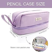 Astuccio MAMUNU Grande Capacità A Doppio Scomparto – 24x10x11,5 Cm, In Tessuto Oxford, Con Maniglia, Per Scuola, Ufficio, Viaggio E Make-up (Lilla) - 3